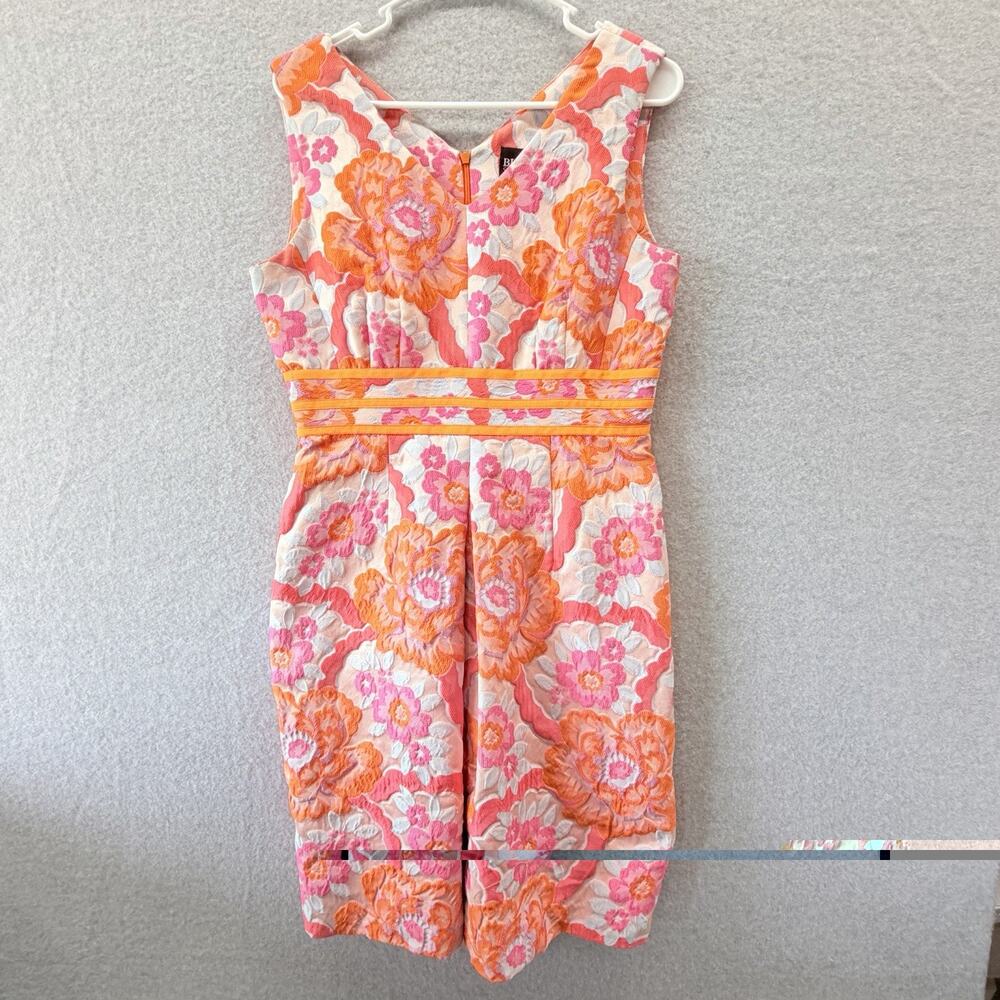 Bigio Collection Dress Womens Size 6 Pink Orange Jaquard Preppy Old Money Glam